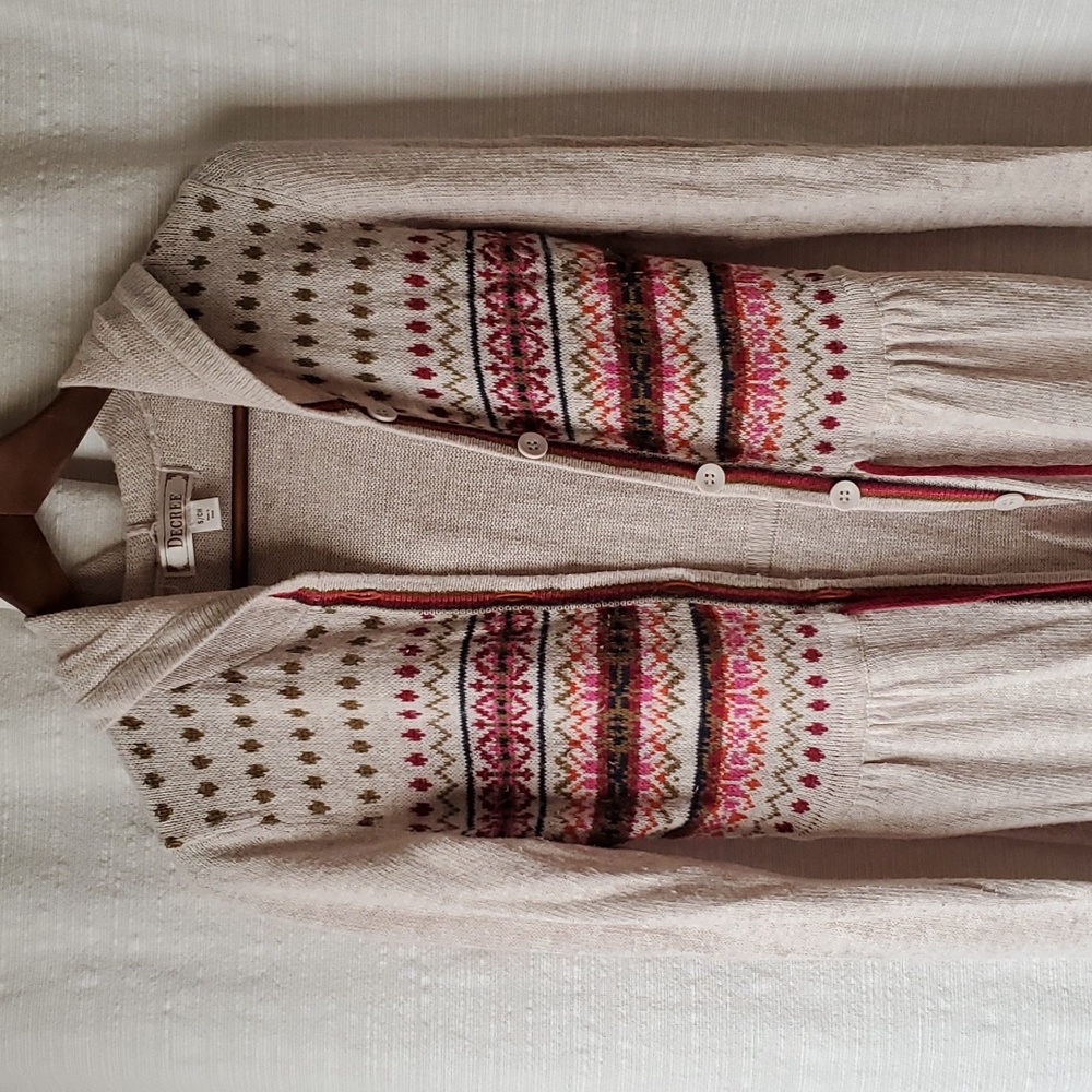 Decree Long Hooded Boho Cardigan Sweater Small